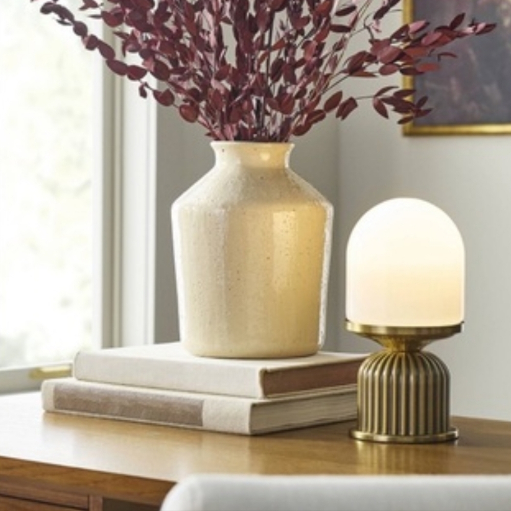 Hearth And Hand Brass Fluted With Frosted Glass Globe Accent Table Lamp - Picture 4 of 5